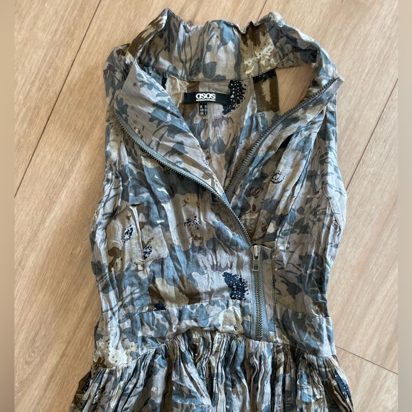 ASOS floral maxi dress Women’s 6 Floral Hi Low Zipper Front Flowy Beachy Gown - Picture 5 of 15